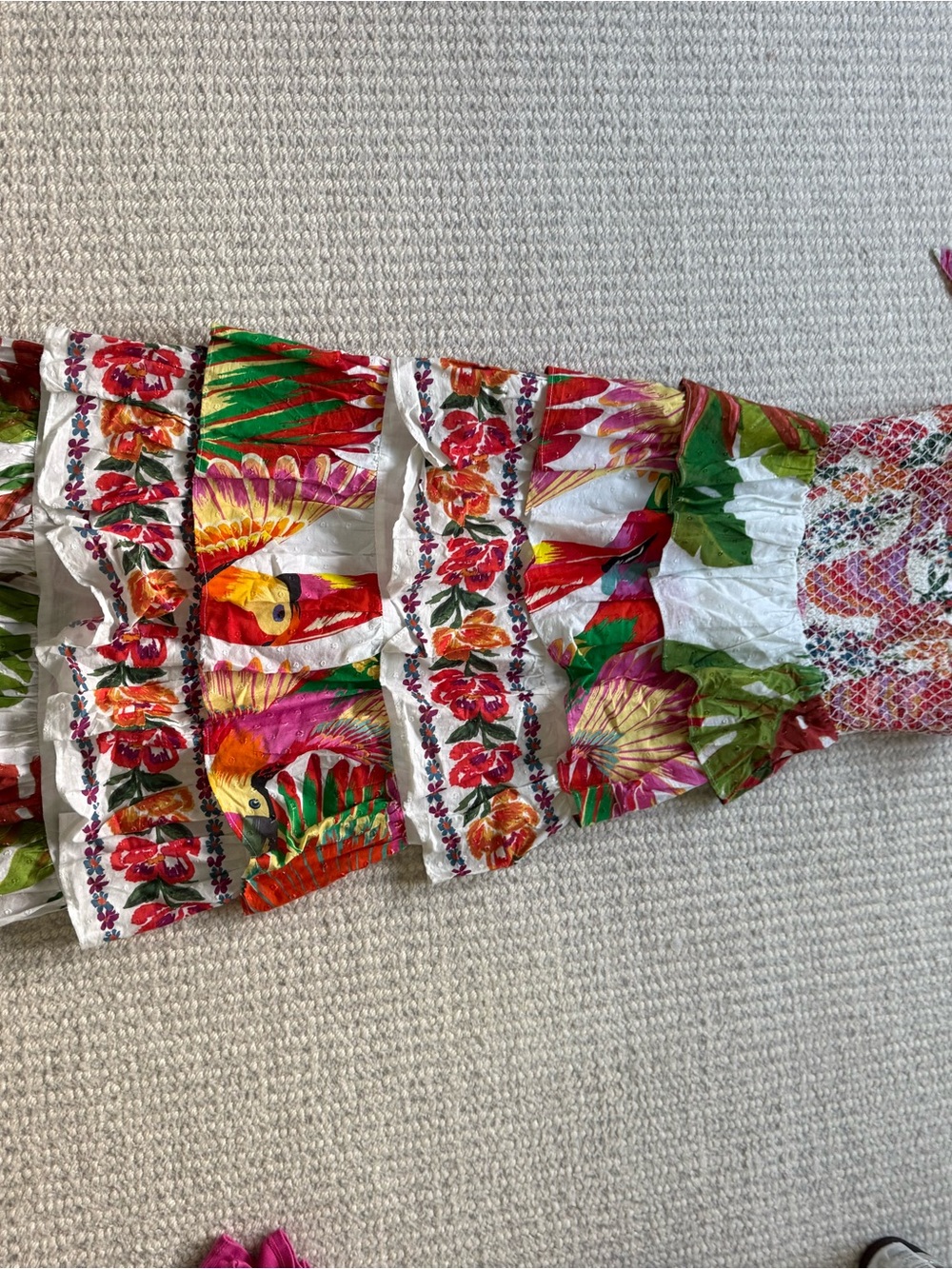FARM Rio White Maxi Dress with Bright Floral & Tropical Print - Picture 1 of 3